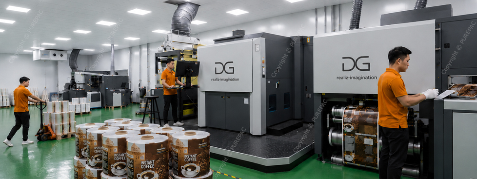 high-volume plastic packaging printed by the rotogravure printing facility